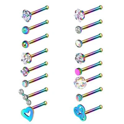 Juego de joyas piercing en forma de L tornillo acero quirúrgico 20G anillos nariz perno Foto 1 de 4