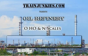 TrainJunkies Oil Refinery Model Railroad Backdrop - Picture 1 of 6