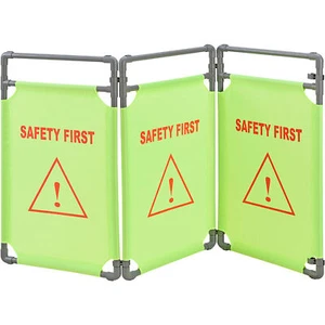 Global Industrial "Safety First" Folding Fabric Barrier Lime Green English - Picture 1 of 1