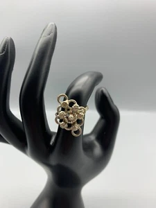 Silver Filigree Ring Shaped Like Diamond Adjustable - Picture 1 of 8