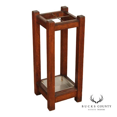 Antique Mission Oak Arts & Crafts Oak Umbrella Stand - Image 1 of 4