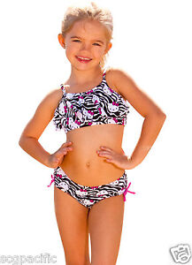 Hello Kitty Zebra Bikini Set Kids Sizes 4 5/6 6X Girls 2 PCs  6514