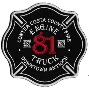 Contra Costa, CA Engine 81 Downtown "Antioch" rotes Design NEU Feuerwehr Patch - Bild 1 von 1