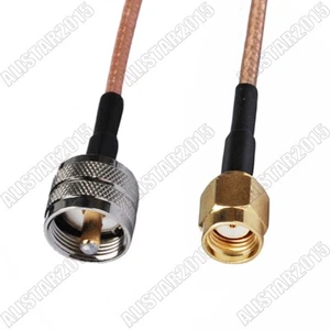 10x RP-SMA Male ( Jack Pin) to UHF PL259 Male Straight Pigtail Cable RG316 15cm - Picture 1 of 3