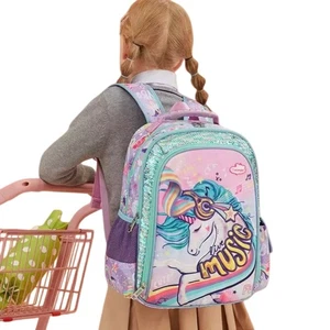 16" Mädchen Einhorn Rucksack Glitzer Schultasche Pailletten Büchertaschen für Kind Vorschule - Bild 1 von 10