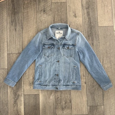 Chaqueta vaquera Y2K Hollister azul lavado claro denim botones bordados para mujer pequeña Foto 1 de 4