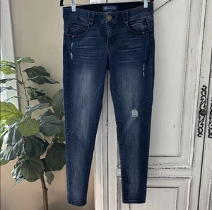 Democracy "Ab"solution Distressed Skinny Denim Blue Jeans, Women's Size 8 - Picture 1 of 8
