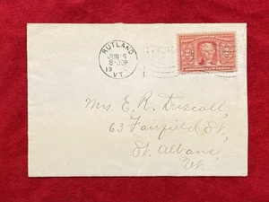 1904 *RUTLAND, VERMONT* POSTAL COVER+SCOTT 324 "JEFFERSON" STAMP+FANCY POSTMARK! - Picture 1 of 12