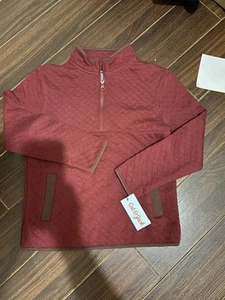Cat & Jack Boys Burgundy Quilted Half-Zip Red Sweater Jacket Sz: S - Picture 1 of 7