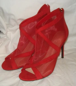 NEW ~ Nine West RED MESH Strappy SHOES BOOTIES Peep TOE Back ZIP SIZE 10 M - Picture 1 of 3