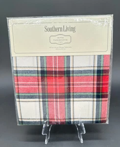 Mantel oblongo Southern Living rojo verde blanco solitario a cuadros 60x84 nuevo con etiquetas - Imagen 1 de 5