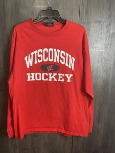 Vintage Wisconsin Badgers Hockey Shirt Steve & Barrys Erwachsene XL Herren rot langarm - Bild 1 von 7