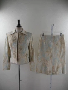 Women's Juliana Collezione 2-Pc Suit Skirt 8 Jacket Blazer 10 NWT Blue Gold NWT - Picture 1 of 24