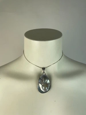 Vintage 90s Blister Pearl Sterling Pendant and Silver 925 Chain Necklace 14" - Image 1 of 4