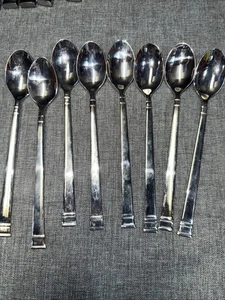 Heritage Mint Ltd BENTLEY 8 Iced Tea Spoons Stainless Glossy 18/10 Flatware - Picture 1 of 2