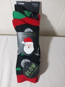 Christmas Glow In The Dark Socks Golf Balls, Plaid Sz 6-12 Shoe Mens 3 Pair - Picture 1 of 7