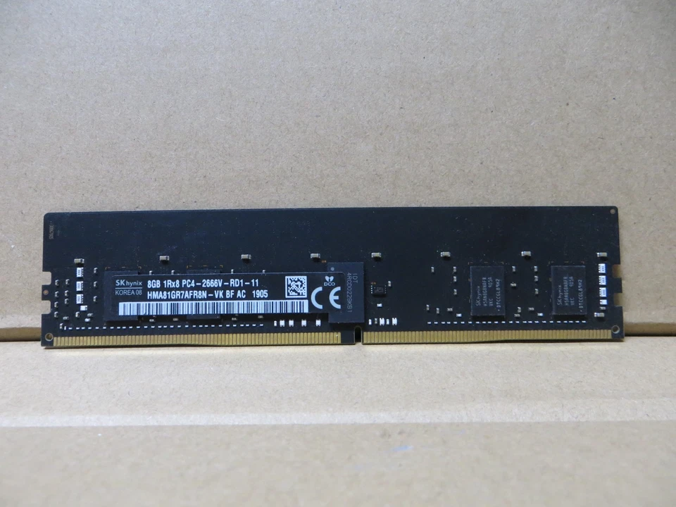 RAM de servidor registrado SK Hynix 8 GB 1Rx8 PC4-21300 DDR4-2666 HMA81GR7AFR8N-VK Foto 1 de 1