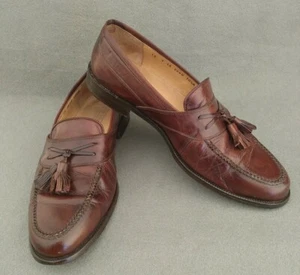MENS JOHNSTON & MURPHY CELLINI BROWN TASSEL LEATHER LOAFER DRESS SHOES SIZE 10.5 - Picture 1 of 12