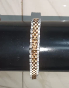 14K Rose Gold Plated Round Cut Lab Created Diamond Men's Bracelet Tennis 8" - Picture 1 of 6