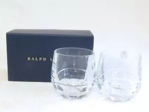 Ralph Lauren Monroe Double Old Fashioned Glass Czech Cut Crystal Set of 2 w/Box - Picture 1 of 7