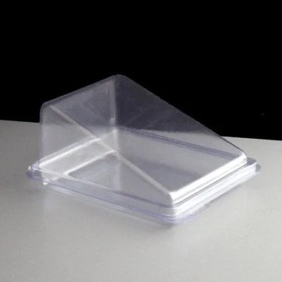 QUALITY Clear Cake Slice Storage Wedge Box Container Hinged Lids Deli Bakery - Image 1 of 2