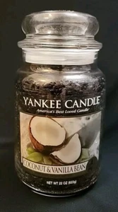 Yankee Candle Coconut & Vanilla Bean, Large Jar, 22oz, Retired White Label, Neu! - Bild 1 von 8