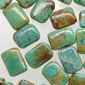 12 Genuine Chinese Turquoise Flat Rectangle Beads ap.10 x 14mm Blue Green #25136 - Picture 1 of 5