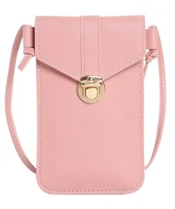 Umhängetasche Handytasche 19 x 12 cm Beige - Pink  Crossbody Phone Bag - Bild 1 von 3