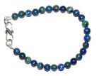 Blue Azurite Gemstone 6 mm Beads 925 Sterling Silver 7" Fine Bracelet LKM545