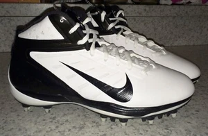 NIKE Alpha Talon Elite 3/4 Mid TD White Black Molded Football Cleats Mens 9.5 - Picture 1 of 5