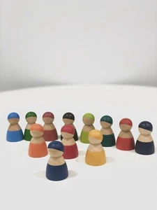 12pcs Montessori Wooden Rainbow Peg Dolls, Matching Toy of Rainbow Stacking Toy - Picture 1 of 2