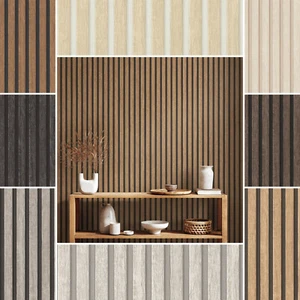 Papel pintado de fieltro madera escandinava paneles acústicos pared de láminas beige marrón gris - Imagen 1 de 62