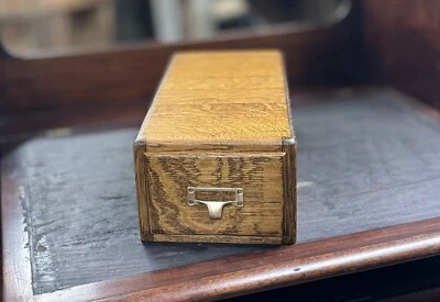 Старинный дубовый ящик для файлов библиотечный указатель карт шкаф сигнальный ящик винтажный - Изображение 1 из 4