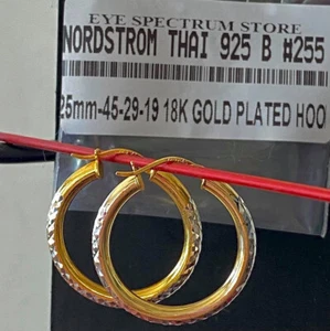 NORDSTROM THAI 925 18K Gold Plated Earrings 25mm $45 NWOT #255 - Picture 1 of 2