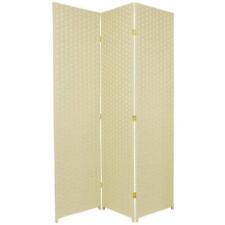 Oriental Furniture Room Dividers 3-Panel Divider Woven Palm Folding Rustic Cream
