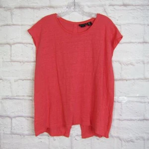 Tahari 100% Leinen Bluse Oberteil koralle Flügelärmel Knopfleiste Gr. XL - Bild 1 von 7
