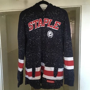 staple pigeon hoodie Splattered Blue Men’s Size L Respect All Fear None - Picture 1 of 2