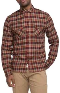 Men’s Civil Society $85 Cherokee Cranberry Plaid 100% Cotton Flannel Shirt NWT - Picture 1 of 3