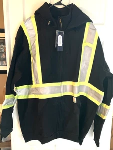 Men's NEW BOCOMAL FR (Flame Resistant) HI-VIS HOODIE Full-Zip Jacket 4XL #512 - Picture 1 of 15