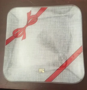 Mikasa Christmas Ribbon Frosted Square Glass Platter/Christmas Tray NIB - Picture 1 of 6