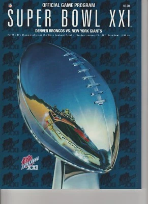 NOVO Vintage SUPER BOWL XXI Programa Oficial de Jogo, Broncos v. Giants 1-25-1987 - Imagem 1 de 2