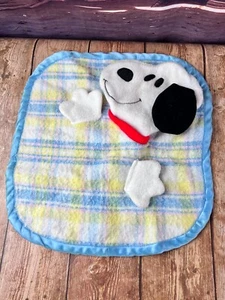 Manta de seguridad para bebé vintage 1958 Knickerbocker Snoopy a cuadros satinado Lovey Puppet - Imagen 1 de 8