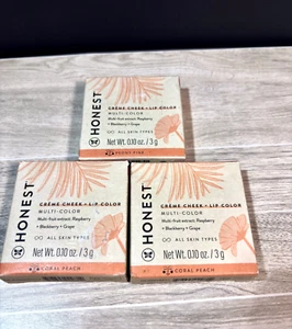Honest Beauty Creme Cheek + Lip Color Rare Lot of 3 2 Coral Peach 1 Peony Pink - Picture 1 of 3