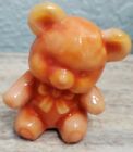 Vintage BOYD CRYSTAL ART GLASS Fuzzy Teddy Bear Orange Slag Kumquat Miniature 