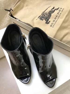 BURBERRY ANKLE  BOOT PEEP TOE BLACK SHOES SIZE 36 - Image 1 of 4