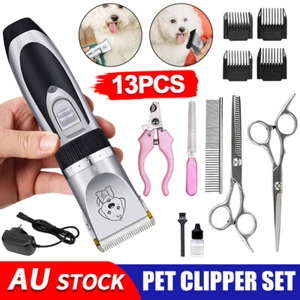 Pet Dog Cat Grooming Clippers Cordless Electric Hair Trimmer Shaver Scissors Kit - Picture 1 of 14