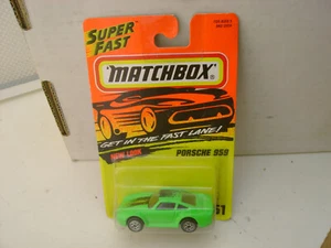 1995 MATCHBOX SUPERFAST #51 GREEN 959 PORSCHE NEW ON CARD - Picture 1 of 3