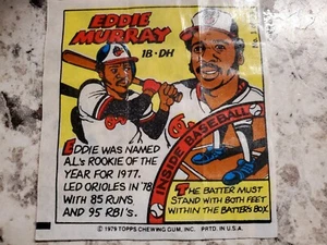 Eddie Murray Baltimore Orioles 1979 Topps Chewing Gum Comic #1 - Picture 1 of 3