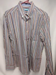 J McLaughlin Button Down Shirt Mens Medium Stripped Dress Shirt - Picture 1 of 8
