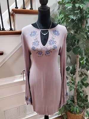 Bongo Women's Purple 100% Rayon Round Neck Long Sleeve Knee Length Dress Size XL - Image 1 of 4